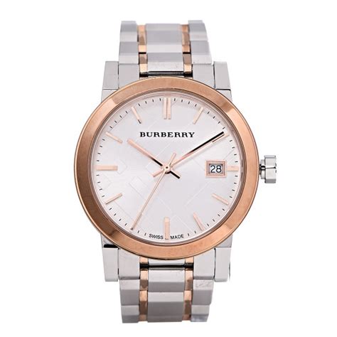 BURBERRY Stainless Steel 34mm The City Quartz Watch .